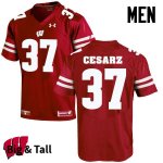 Men's Wisconsin Badgers NCAA #37 Ethan Cesarz Red Authentic Under Armour Big & Tall Stitched College Football Jersey VT31I33TG